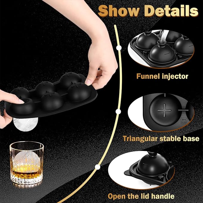 2 Pack Baseball Ice Cube Molds 2.2 Inch Large Baseball Silicone Ice Cube Molds Fun Shapes Craft Sphere Ice Molds Novelty Christmas Gifts for Men Women Cocktails, Bourbon, Brandy, Whiskey(2, Baseball)