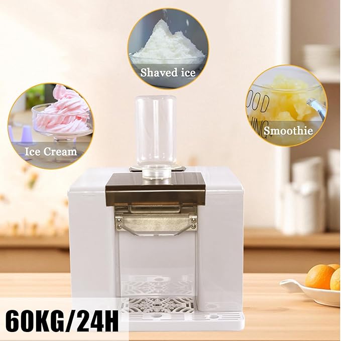 Electric Ice Crusher Machine,60Kg/24H High Capacity & Rapid Cooling,Perfect for Home,Restaurant,Bar,and Party Use,White