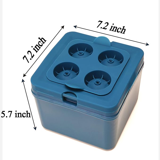 Clear Ice Ball Maker Tray - 2 Inch Ice Cube Maker Mold,4 Cavity Large Clear Ice Ball Silicone Tray, Crystal Clear Ice Sphere Maker Mold for Whiskey and Cocktail