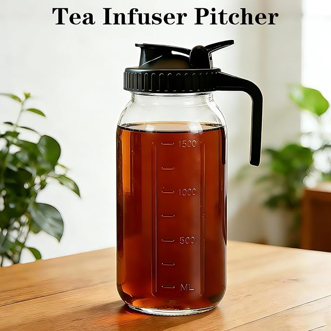 Cold Brew Coffee Maker, 64oz Mason Jar Pitcher with Airtight Lid and Stainless Steel Filter, 2 Quart Wide Mouth Glass Jar Cold Brew Coffee Kit Tea Infuser Pitcher, Coffee Lovers Gifts for Men/Women