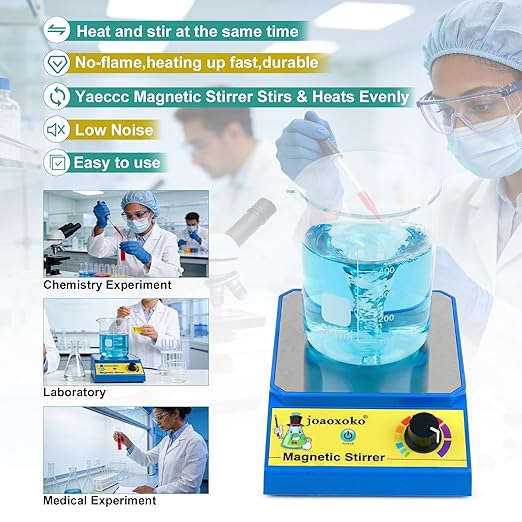 Magnetic Stirrer with 4 Stir Bars, Stir Plate with Stir Bar Retriever,3000ml Max Capacity No Heating 100-3000RPM, Portable Mixer for Yeast Starter/Chemistry/School (6)