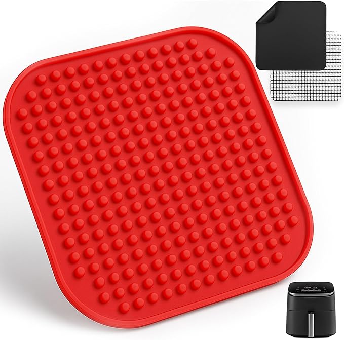 Reusable Air Fryer Liners for Cosori TurboBlaze 6QT Silicone Mat & Fiberglass Grill Liner and Mesh, BPA & PFOA-Free, Heat Resistant, Non-Stick, Dishwasher Safe, Protects Basket & Easy Clean-Up