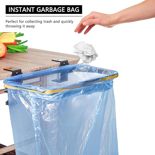 mumisuto Trash Bag Holder, Over The Cabinet Trash Bag Holder for Kitchen, Stainless Steel Under Sink Bag Holder, Garbage Bag Holder for Kitchen, Cabinet, Camping, Picnics (Without Garbage Bag)