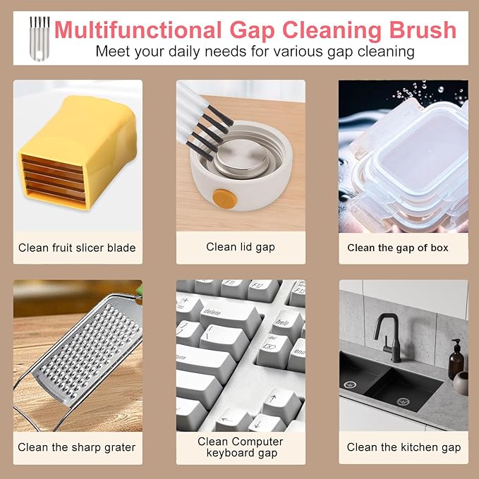 3 Pcs Cup Slicer with 3 Pcs Gap Cleaning Brushes Stainless Steel Strawberry Slicer Banana Slicers Fruit Slicer Fruit Cutters Multifunctional Soft Fruit and Vegetable Slice Fresh Platter Making