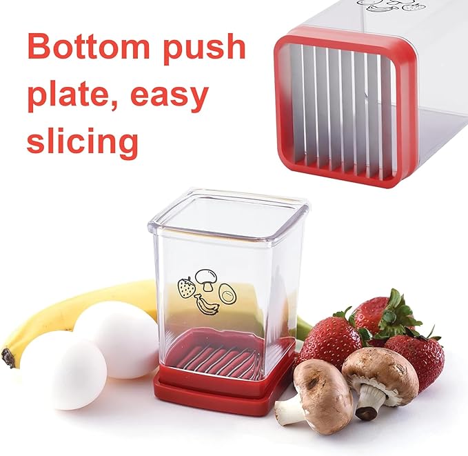 Wanheart Fruit Slicer Cup 2 Pack Stainless Steel Cutter for Strawberry Banana Grape Boiled Egg Compact Kitchen Gadget for Quick Food Prep