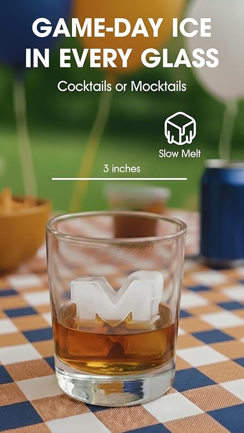 TEAM ICE - Michigan Silicone Ice Cube Tray - Large Silicone Ice Cube Mold for Whiskey & Cocktails, Durable Ice Tray for Game Day Drinks, College Logo Ice Mold for Fans & Tailgate Parties