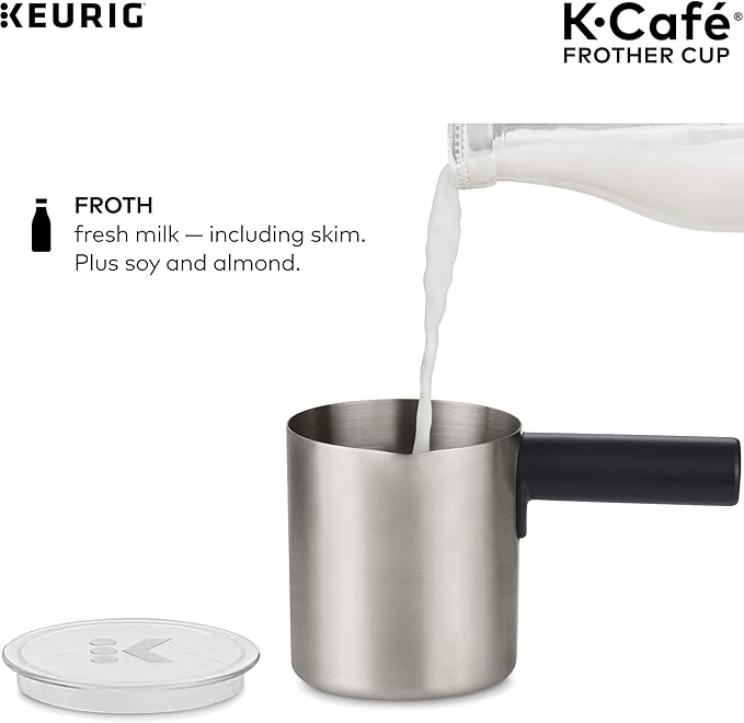 Keurig Works Non-Dairy Milk, Hot and Cold Frothing, Compatible K-Café Coffee Makers Only,34 ounce, Charcoal Frother