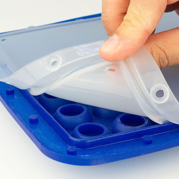 Lurch 240770 Ice Former Arctic Ball Diameter 2 cm Blue Ice Cube Tray for 54 Ice Cubes with Transparent Lid Blue