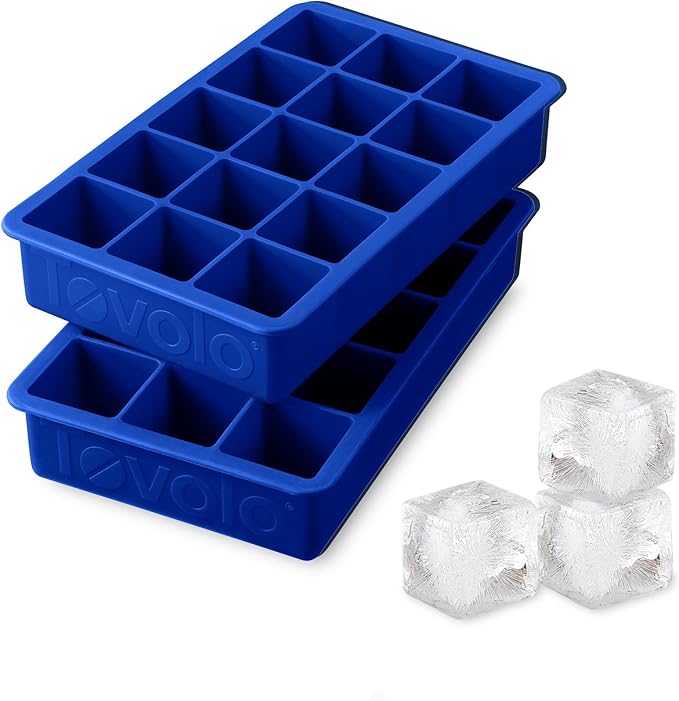 Tovolo Silicone Ice Cube Tray Stratus Blue Pack of 2 BPA Free Ice Tray Mold for Coffee Drinks Cocktails, Dishwasher Safe Easy Release Perfect 1 Inch Cube Ice Tray for Whiskey Bourbon Spirits