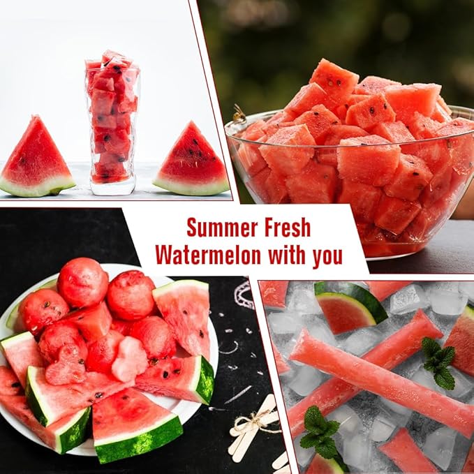 3-in-1 Watermelon Fork Slicer Cutter, 2024 New Stainless Steel Watermelon Popsicle Cutter Slicer Tool, Quickly Watermelon Fork Fruit Cutting Tool Fruit Cutters for Camping Kitchen Gadgets (Beige)