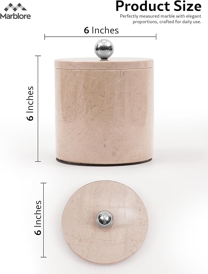 Ice Bucket Marble with Lid 6 Inch Natural Brown Stone Wine & Champagne Chiller Small Ice Container for Parties Drink Cooler for Home Bar And Earth Day Decoration
