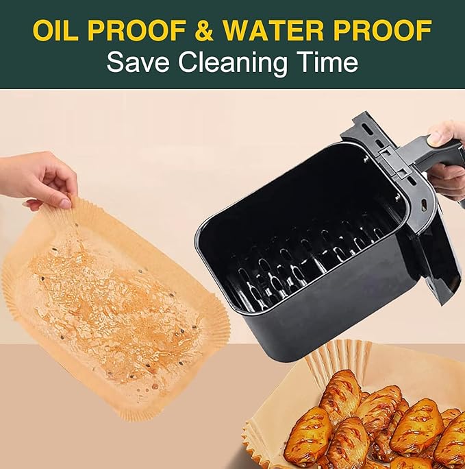 Air Fryer Disposable Paper Liners for Ninja Dual Airfryer Accessories, Non-Stick Parchment Rectangular for Baking, Oil Proof, Water Proof, for Microwave Oven (125PCS, 8.6in x 5.5in）
