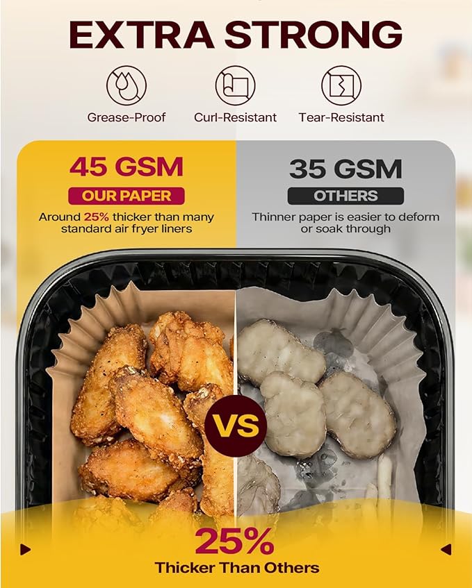 Katbite 220PCS DZ201 Air Fryer Liners Disposable, 8.6x5.5'' Rectangle Airfryer Paper Liners for Dual Air Fryer, Oil-Proof Parchment Paper for Foodi DZ401, FG551