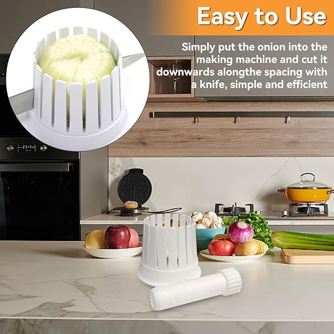 Blooming Onion Cutter, Onion Blossom Maker Vegetable Slicer Flower-Shaped Onion Potato Tomato Apple Cutter Kitchen Tool with Core Remover for Fruits Vegetables – Easy to Clean Reusable