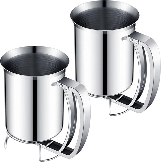 2 Pcs 800 ml Stainless Steel Pancake Batter Dispenser 27 oz Handheld Pancake Mix Dispenser with Handle Batter Funnel for Candle Making Cupcake Muffin Waffle Baking Cake Cooking Crepe Kitchen