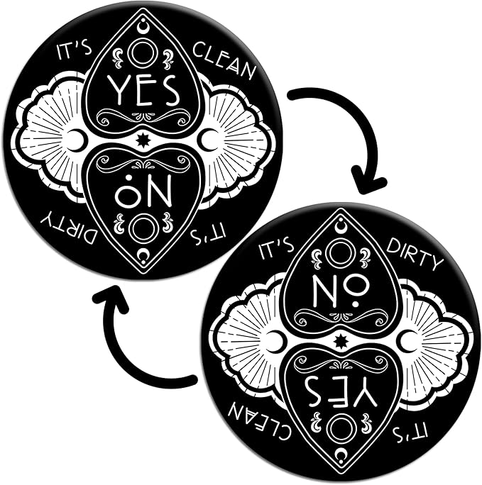 Ouija Board Gothic Dishwasher Magnet – Clean Dirty Sign for Witchy Kitchen Decor, Black Aesthetic Home & Office Accessories, Quirky Apartment Essentials, Ideal Gift for Gothic Enthusiasts
