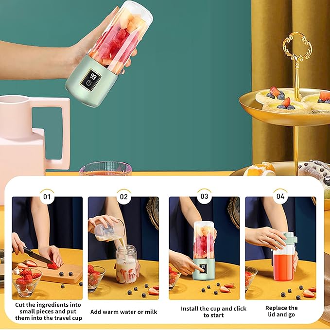 Portable Blender, Mini Blender，small blender for smoothies, 12 Blades Perfect for Blending, Small, Convenient, Multifunctional, with Digital Touch Screen, Suitable for Family Travel