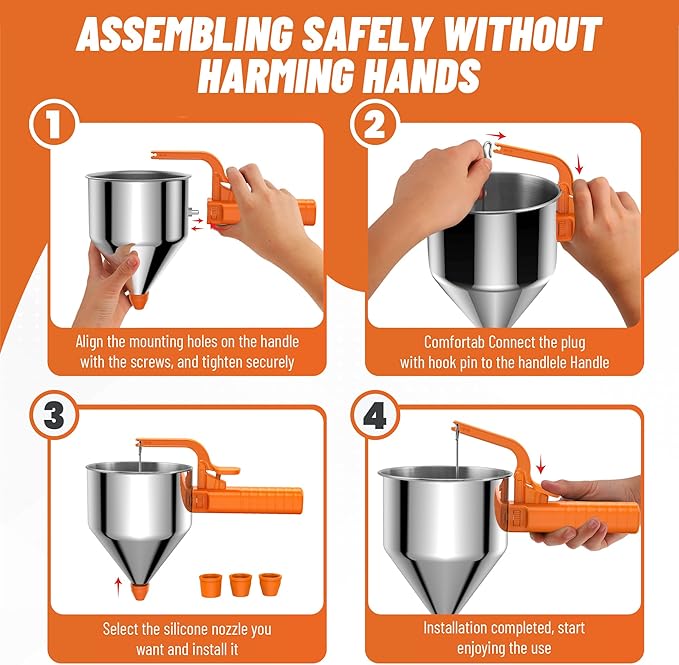 40oz Pancake Batter Dispenser, Stainless Steel Cake Dispenser with Stand, Great for Pancakes, Cupcake, Waffle or Any Baked Goods, Durable, Leak-Free, Cosmic Orange