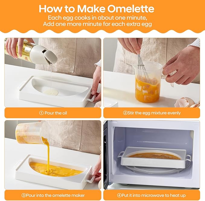 EliteVibe Ceramic Microwave Omelette Maker, Microwave Egg Cooker, BPA-Free Non-Stick Non-Toxic & Heat-Resistant Quick Cooking Egg Maker, Dishwasher Safe