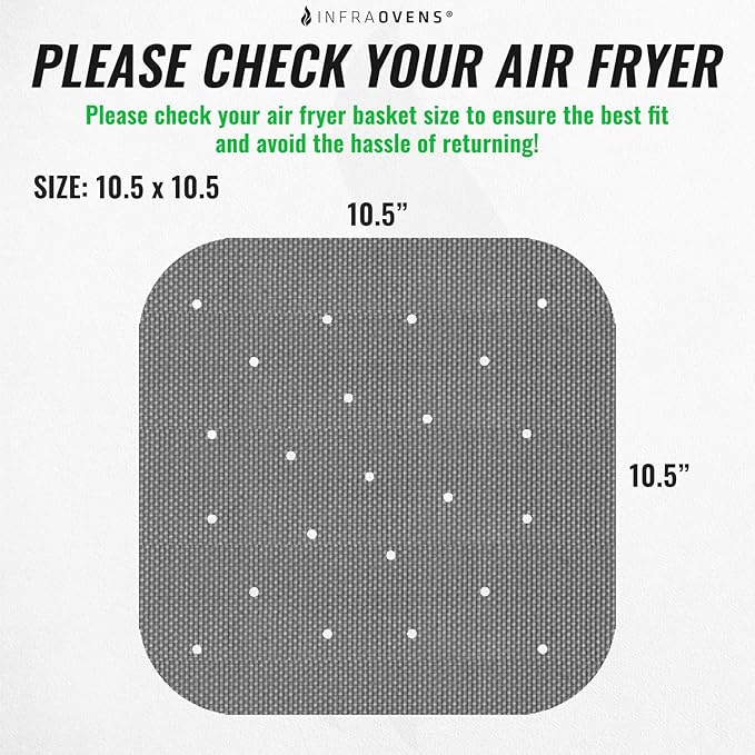 Reusable Mats Air Fryer Liners Reusable for Ultrean, Cosori, Non-Stick Sheets and Inserts, Airfryer Accessories with Cooking Recipes, Non Disposable Replacement for Parchment Paper, Heat-Resistant