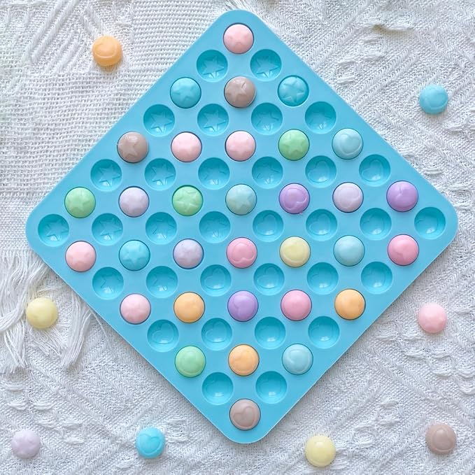 3Pcs Mini Round Silicone Mold,64 Holes Semicircle Mold With Pentagram Heart Pattern Design,Semi Sphere Shaped Mold For Small Half Ball Pellet Chocolate, Gummy Candy, Wax Melts Beads, Ice Balls,Biscuit