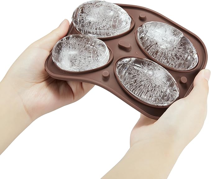 ACOOKEE Novelty American Football Gifts Ball Ice Maker Mold, 2.2" Large Sphere Round Ice Cube Mold for Cocktails, Whiskey, Bourbon, Fun Shapes Big Whiskey Ice Cube Mold Gifts
