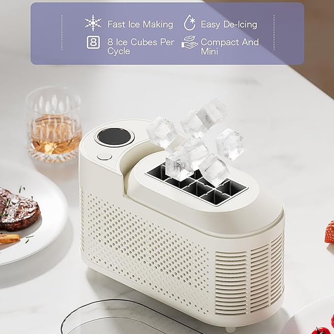 AUNMAS Portable Car Home Ice Maker, Compact Countertop Ice Machine for Dormitory Office Camping (US Plug)