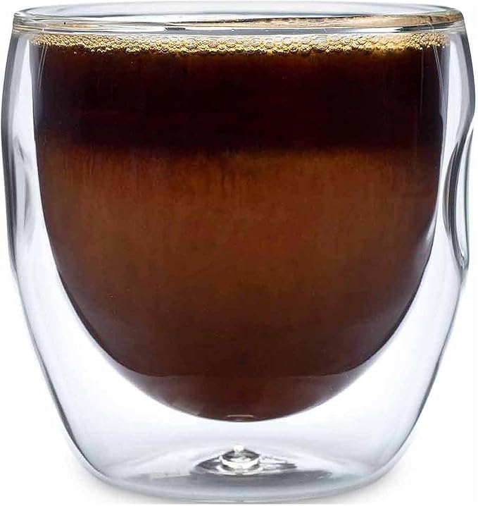 Moderna Artisan Series Double Wall 8 oz Beverage Glasses - Set of 8 Drinking Glasses