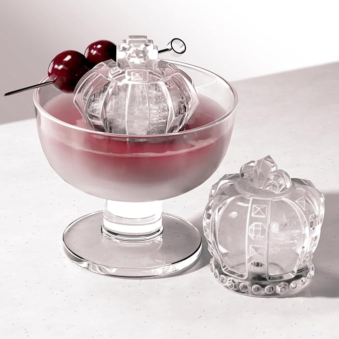 ZOKU Set of 2 Silicone Ice Molds, Crown - King & Queen Crowns, Large Ice Cube Molds for Craft Cocktails, Keep Drinks Colder Longer with Less Dilution, Easy-Release, BPA-Free
