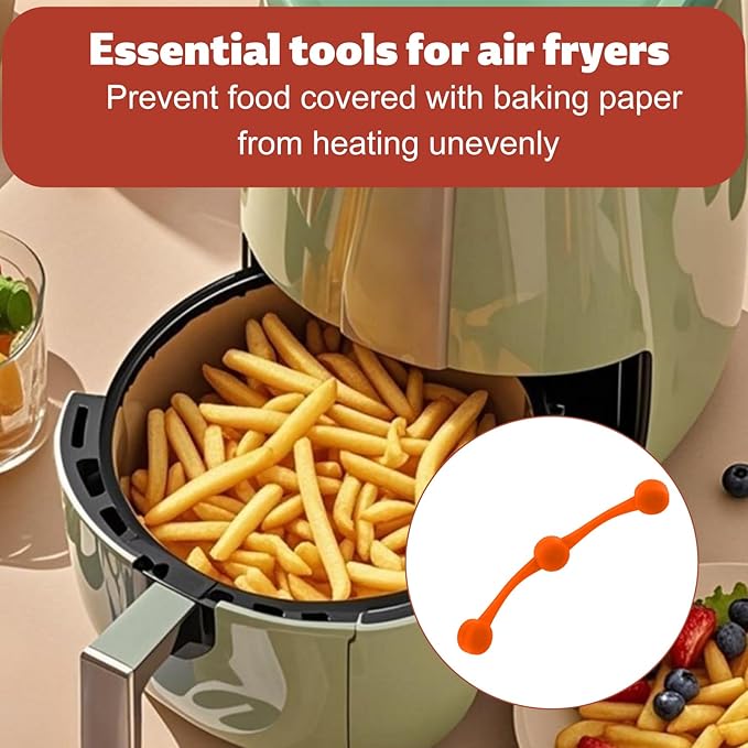 3 Sets Air Fryer Magnet Silicone Buckle, Secure Locking Disposable Liners Heat-Resistant & Prevent Paper Burns Magnetic Clips Holder for All Iron Air Fryer Accessories (Orange)