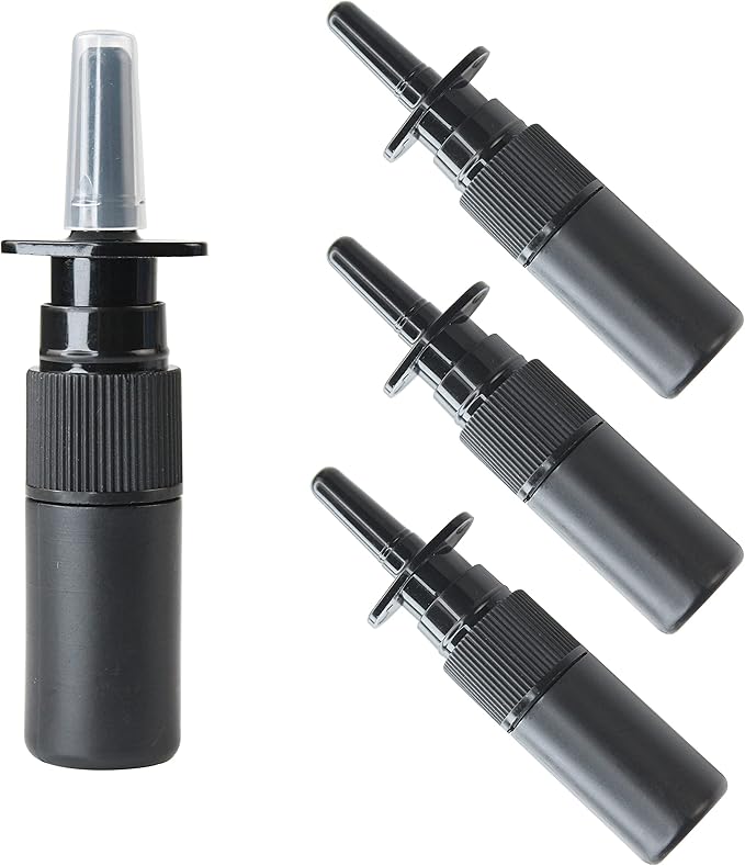 5ml 20Pcs Black Nasal Spray Bottles Fine Mist Sprayers Empty Refillable Travel Container For Perfumes Essential Oils Saline Water Nasal Spray Applications