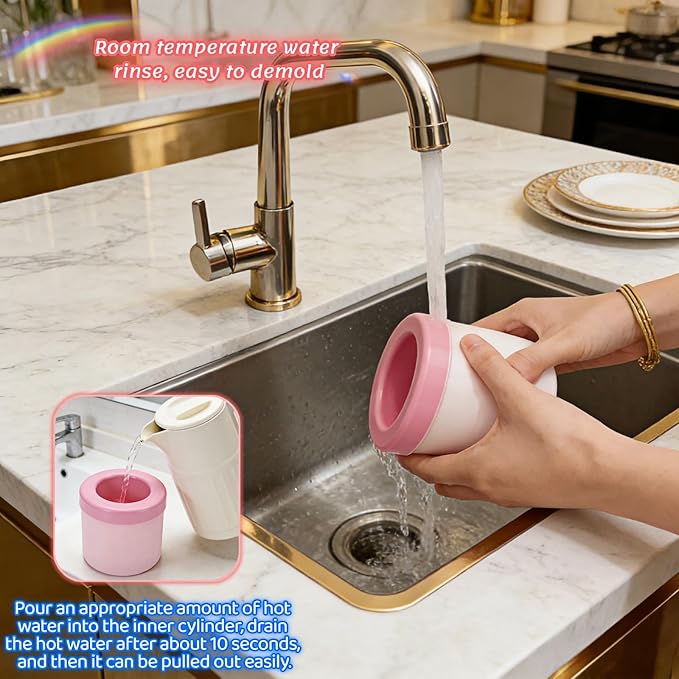 3D Upgraded Silicone Ice Cube Tray with Easy Release-30 Cubes, Leak-Proof&Space-Saving for Freezer,RV,Office-BPA-Free Fast Ice Maker for Drinks,Cocktails, Party (Includes Travel Ice Bucket) (Pink)