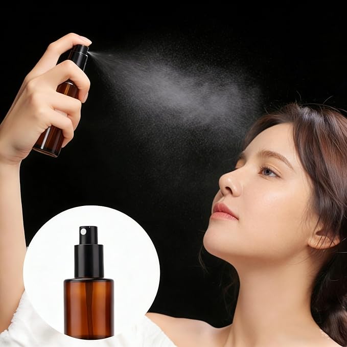 2PCS 4oz /120ml Upscale Amber Glass Spray Bottles Refillable Fine Mist Spray Bottles Cosmetic Containers for Make Up Water Essential Oil Aromatherapy Makeup Travel