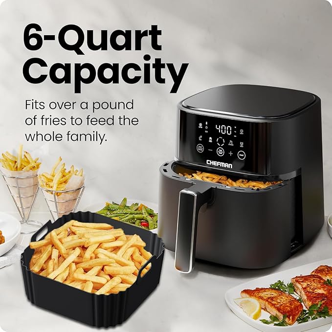 Silicone Air Fryer Liners for Chefman Air Fryer – 6 QT, LYHOLKEER Square Air Fryer Liners Silicone Reusable Basket for Cosori 9-in-1 TurboBlaze Air Fryer 6 Qt