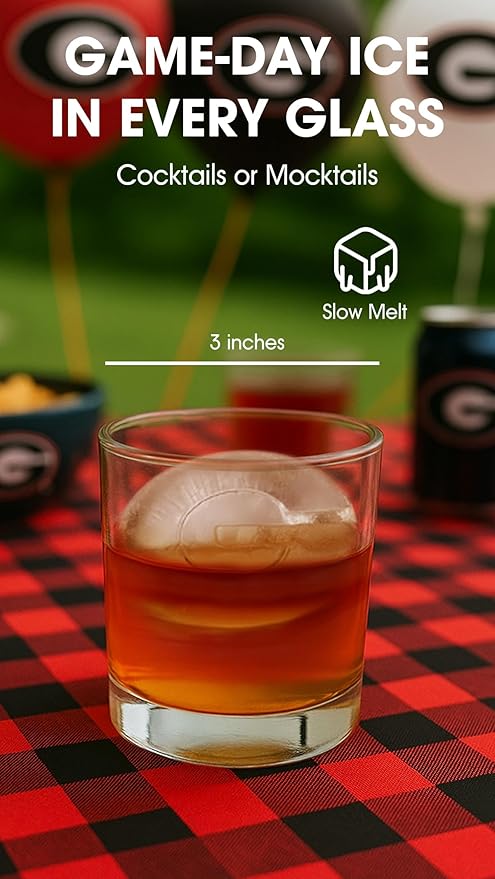 TEAM ICE - Georgia Silicone Ice Cube Tray - Large Silicone Ice Cube Mold for Whiskey & Cocktails, Durable Ice Tray for Game Day Drinks, College Logo Ice Mold for Fans & Tailgate Parties