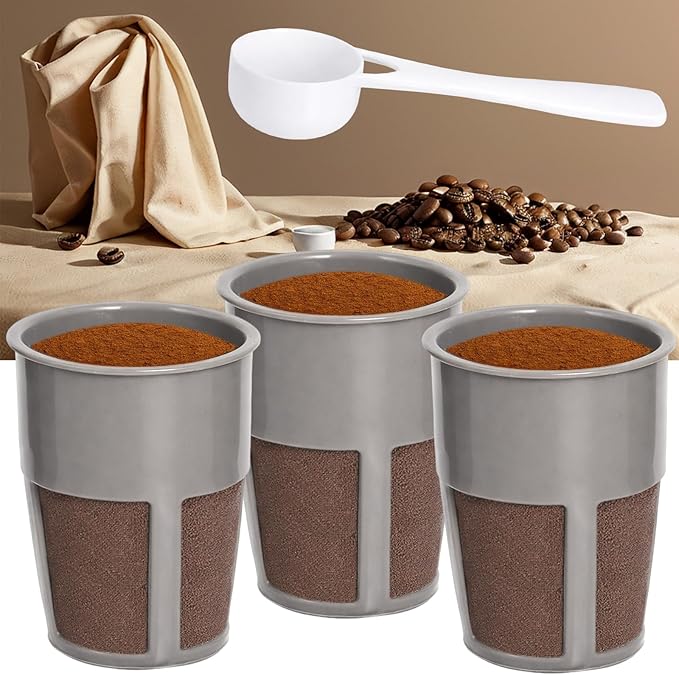 Podoy K400 Reusable Coffee Filter Inner Compatible with Keurigg My K Cup 2.0 K250 K300/350/375 /450/475 Grey Universal Reusable Filter with Coffee Spoon