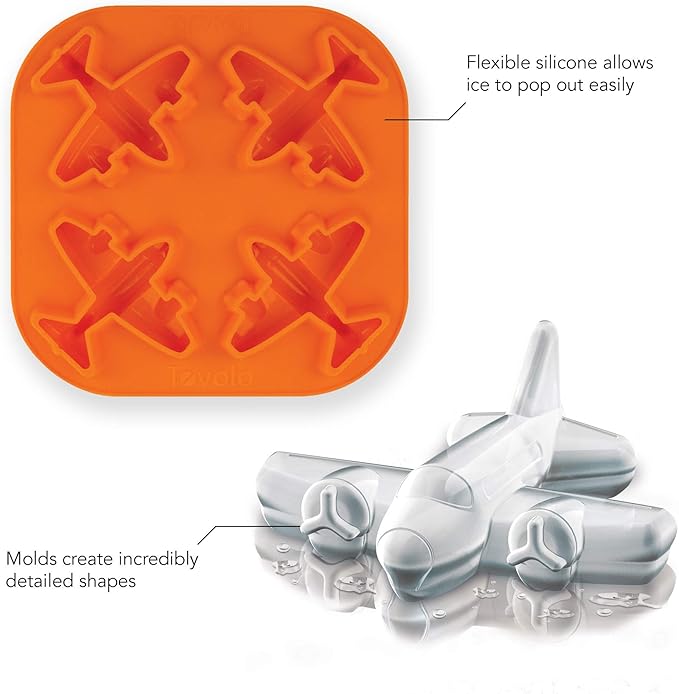 Tovolo Novelty Airplane Ice Cube Mold Trays, Flexible Silicone, Dishwasher Safe