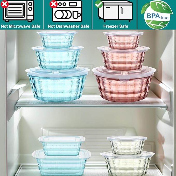 Taiuloo 3-Piece Salad Bowls with Lids, BPA Free Plastic Meal Prep Containers To Go for Lunch, Kitchen Food Storage & Serving Bowls for Salad, Snack, Fruit, Veggie, Green