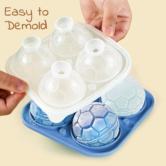 2 Pack Soccer Ice Cube Molds - Large 2.3" Silicone Soccer Ball Ice Mold for Game Day Parties (Mist Green/Lake Blue)