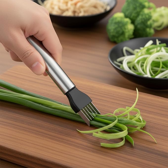 Kitchen Scallion Cutter 2PCS Stainless Steel Green Onion Slicer Professional Scallion Shredding Tool Shred Knife Vegetable Garlic Cutters Multi-Functional Kitchen Tool for Vegetable Onion Garlic