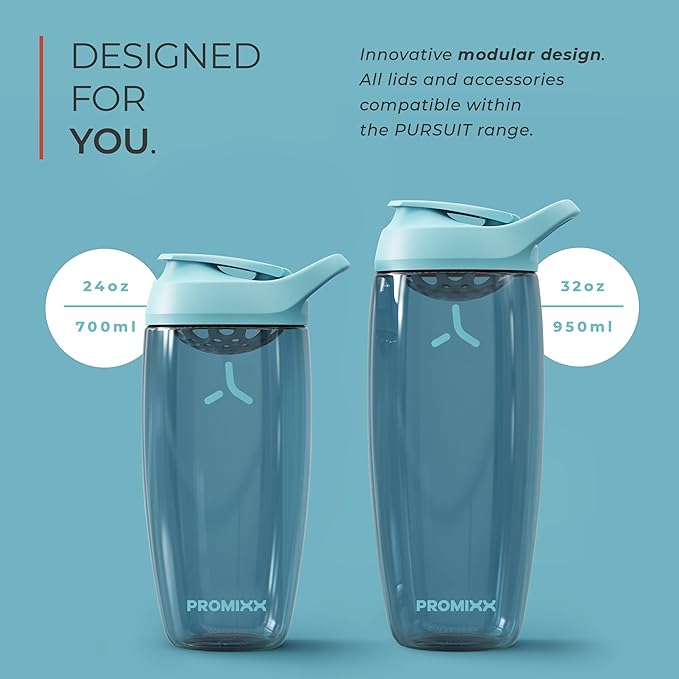 Promixx Pursuit Protein Shaker Bottle (32 oz) – Silent No-Ball Mixer, Leak-Proof Lid, BPA/BPS & Phthalate-Free ECOZEN – Easy-Clean Shaker Cup for Protein Shakes, Pre & Post-Workout Smoothies