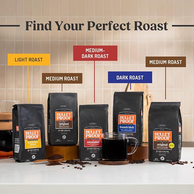 Bulletproof The Mentalist Medium-Dark Roast Ground Coffee, Clean Coffee Tested for Toxins, 12 Ounces