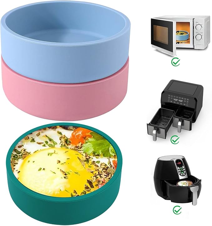 3Pcs ZHYEEDAA Air Fryer Egg Mold,Silicone Egg Molds, Individual Egg Bite Maker Reusable Egg Molds, Microwave Egg Cooker, BPA Free, Dishwasher Safe (Round-Multi)