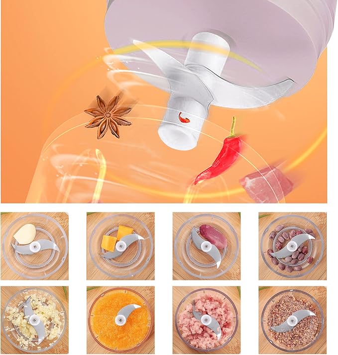Electric Mini Garlic Mincer, 100ML USB Vegetable Onion Chopper, Portable Small Food Processor for Ginger, Chili, Vegetables