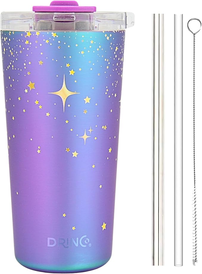 Drinco - 20 oz Stainless Steel Tumbler | Double Walled Vacuum Insulated Mug With Lid, 2 Straws, For Hot & Cold Drinks (20oz North Star)