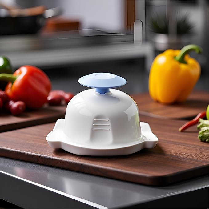 Blue Food Safety Holder for Mandolin or Grater, Finger Anti-Cut Protectors for Mandoline Slicer, Food Slicer Cutter Finger Guard
