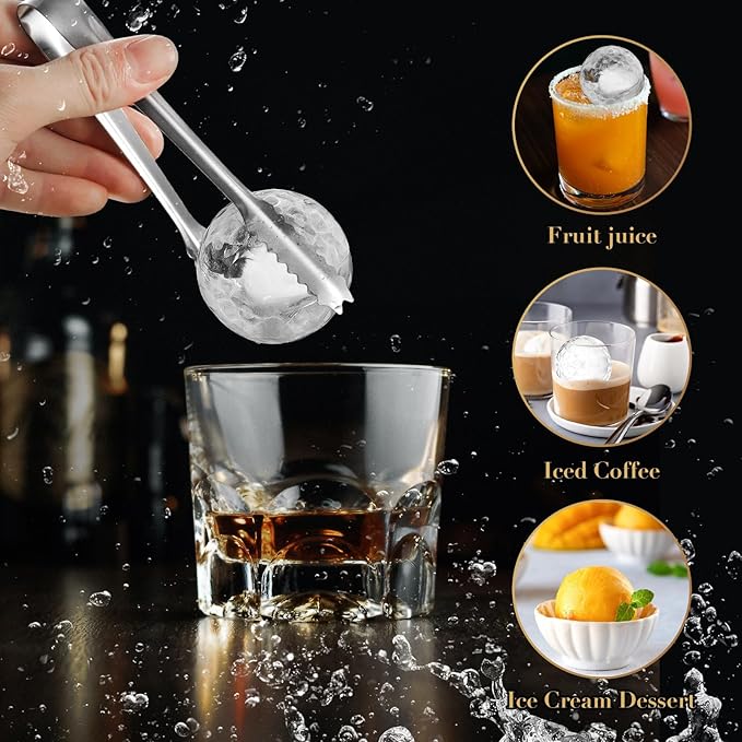 ACOOKEE Golf Gifts Ball Ice Maker Mold set of 4, 2.5" Large Sphere Round Ice Cube Mold for Whiskey, Cocktails, Coffee, Soda, Fun Drinks, and Gifts,Leak-Free, Reusable, BPA-Free
