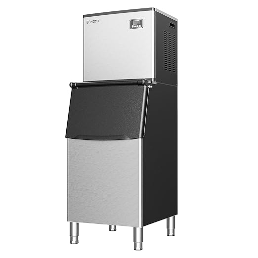 EUHOMY Commercial Ice Maker Machine, 450 lbs/24H Industrial Ice Machine with 250 lbs Storage Bin, ETL Approved Stainless Steel Clear Ice Maker for Bar, Cafe & Restaurant