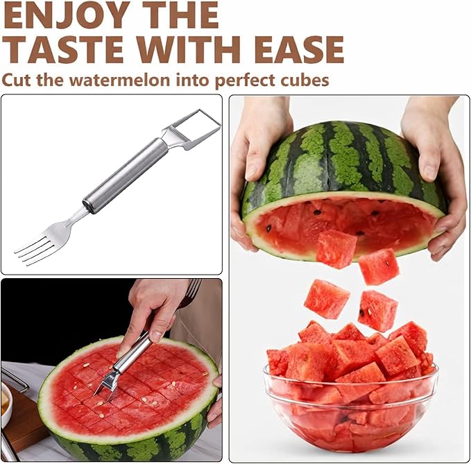 Watermelon Cutter Set of 3, Watermelon Slicer for Easy Fruit Cutting, Dual-Headed Design for Kitchen Use, Durable Material Construction