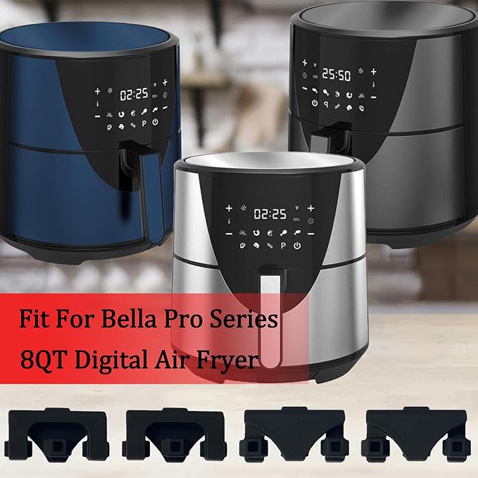 ALJ Air Fryer Silicone Rubber Bumpers for Round Bella Pro Series 8QT Air Fryer Crisper Plate, 4PCS Upgraded Air Fryer Rubber Tabs Pads Pieces Tips Stoppers Spacers Attachments for Bella Air Fryers